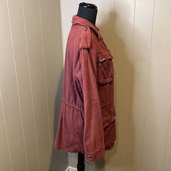 Free People Women’s Medium Not Your Brothers Military Surplus Burgundy Jacket - Picture 4 of 7